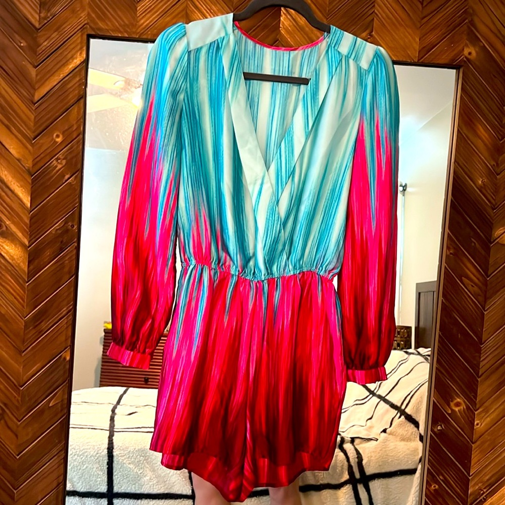 Faux-silk ombré romper